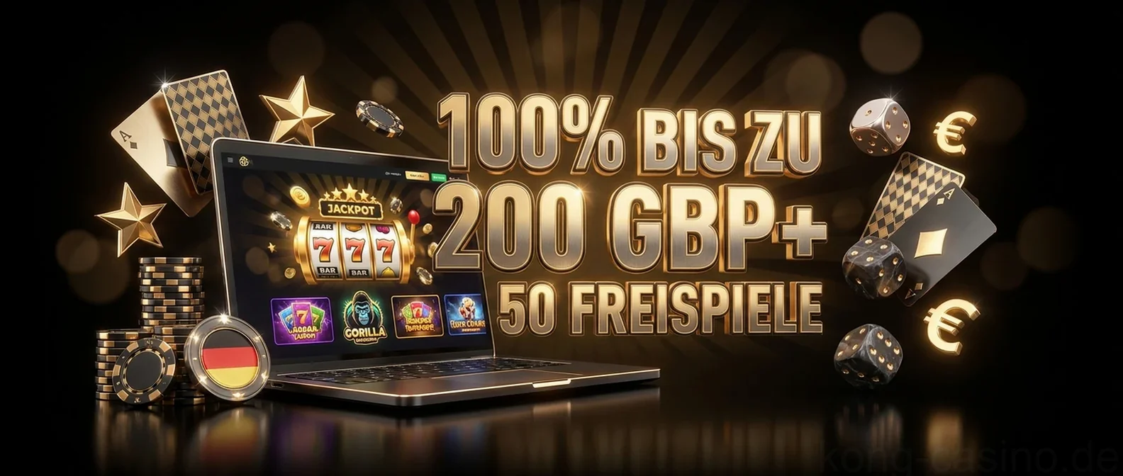 100% BIS ZU 200 GBP+ 50 FREISPIELE